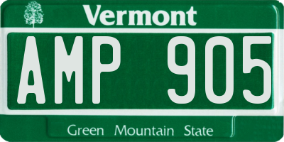 VT license plate AMP905