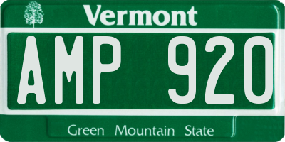 VT license plate AMP920