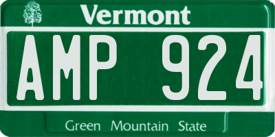 VT license plate AMP924
