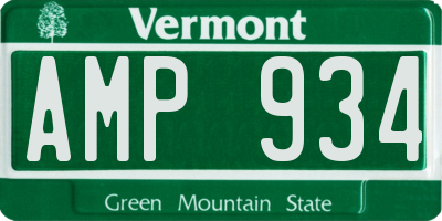 VT license plate AMP934