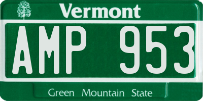 VT license plate AMP953