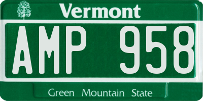 VT license plate AMP958