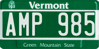 VT license plate AMP985