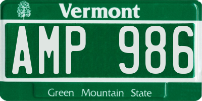 VT license plate AMP986