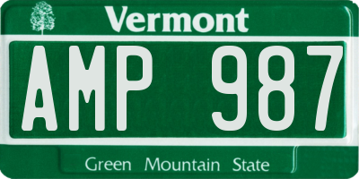 VT license plate AMP987
