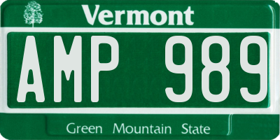 VT license plate AMP989
