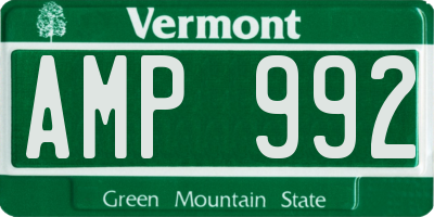 VT license plate AMP992