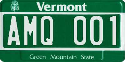 VT license plate AMQ001