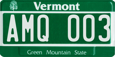 VT license plate AMQ003