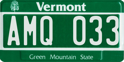 VT license plate AMQ033