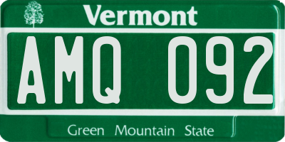 VT license plate AMQ092