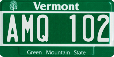 VT license plate AMQ102
