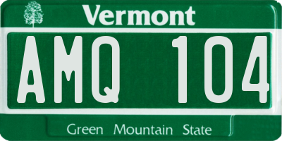 VT license plate AMQ104