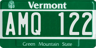 VT license plate AMQ122