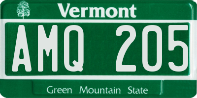 VT license plate AMQ205