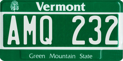VT license plate AMQ232