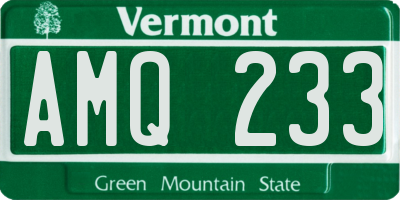 VT license plate AMQ233