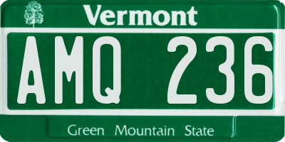 VT license plate AMQ236