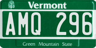 VT license plate AMQ296
