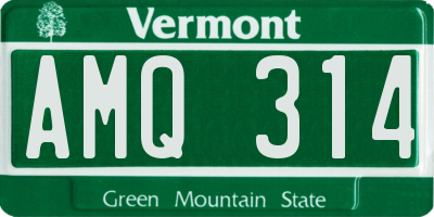 VT license plate AMQ314
