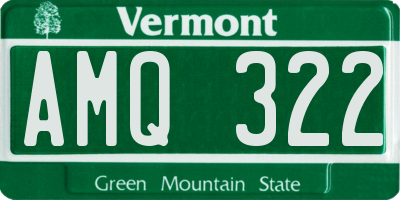 VT license plate AMQ322