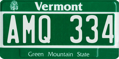 VT license plate AMQ334