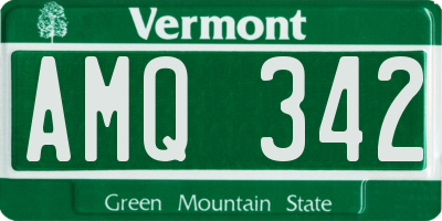 VT license plate AMQ342
