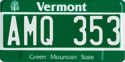 VT license plate AMQ353