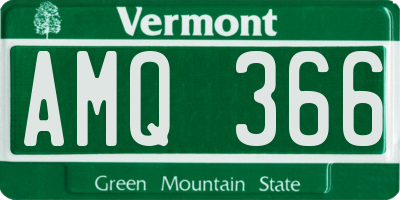 VT license plate AMQ366