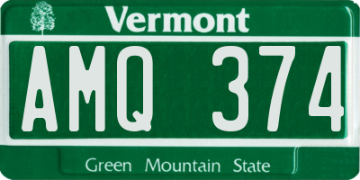 VT license plate AMQ374