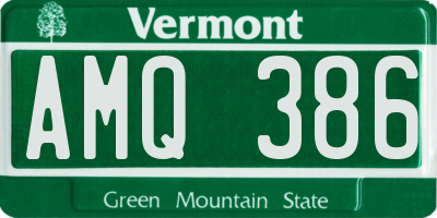 VT license plate AMQ386