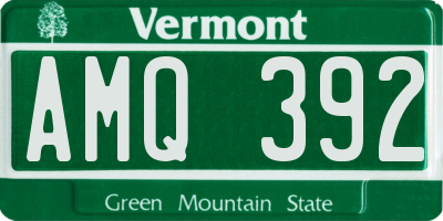 VT license plate AMQ392