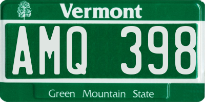 VT license plate AMQ398