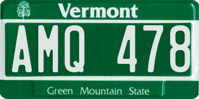 VT license plate AMQ478