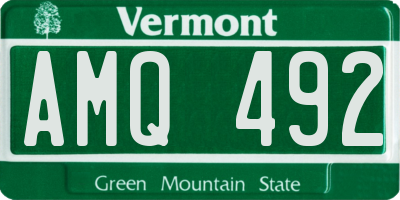 VT license plate AMQ492