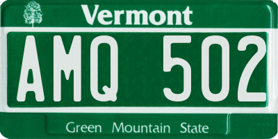 VT license plate AMQ502