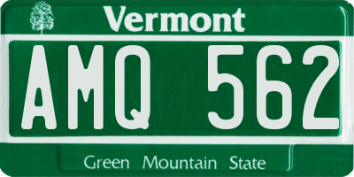 VT license plate AMQ562