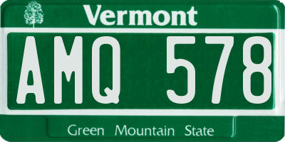 VT license plate AMQ578