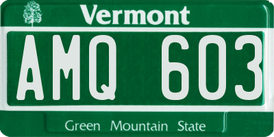 VT license plate AMQ603