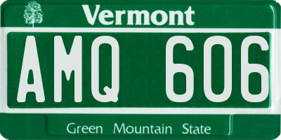 VT license plate AMQ606