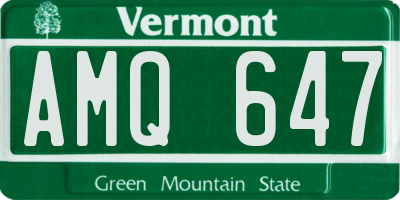 VT license plate AMQ647