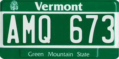 VT license plate AMQ673