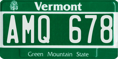 VT license plate AMQ678