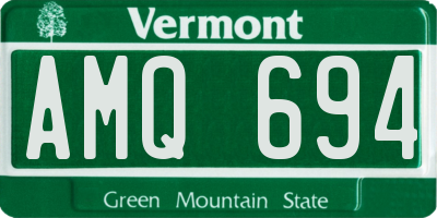 VT license plate AMQ694