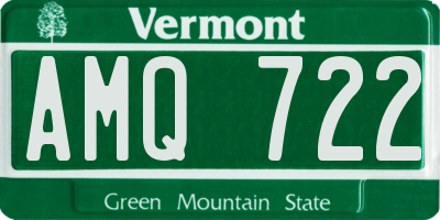VT license plate AMQ722
