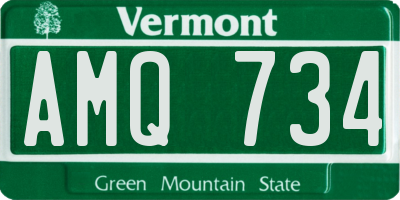 VT license plate AMQ734