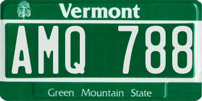 VT license plate AMQ788