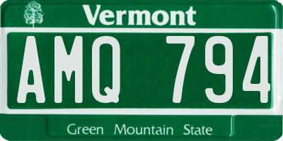 VT license plate AMQ794