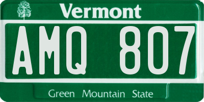 VT license plate AMQ807