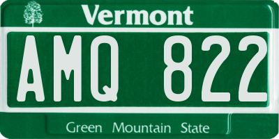 VT license plate AMQ822